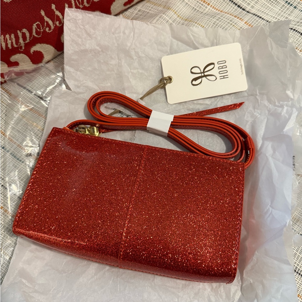 HOBO Jewel Sling Crossbody in Red Glitter
